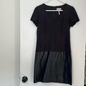 Laundry by Shelli Segal Size 4 Suede and Leather Black Dress